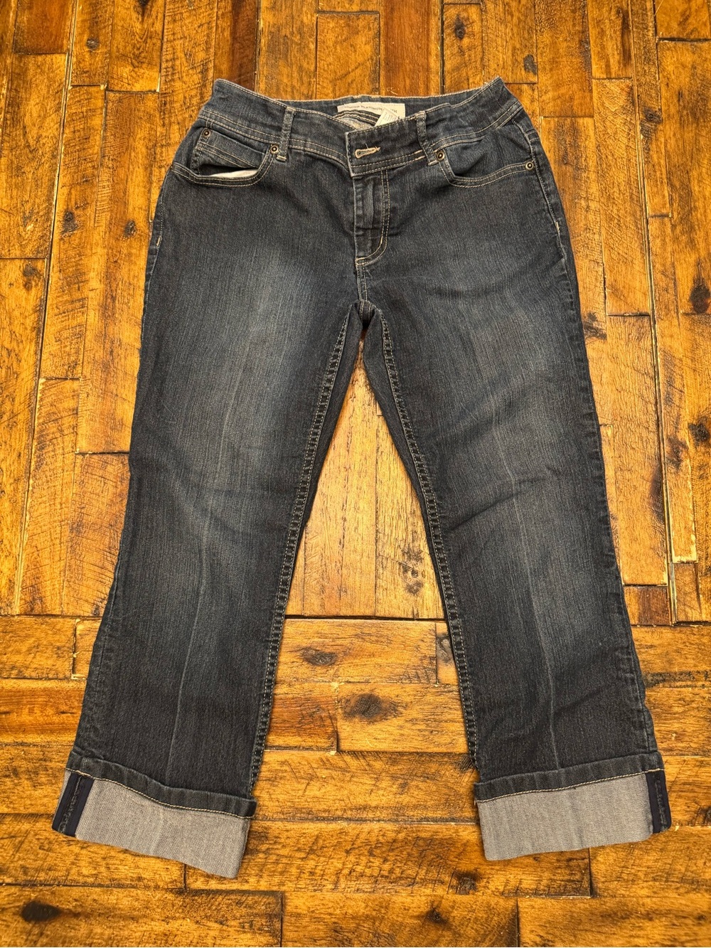 Chico's Dark Blue Cropped Straight Jeans - Picture 1 of 5